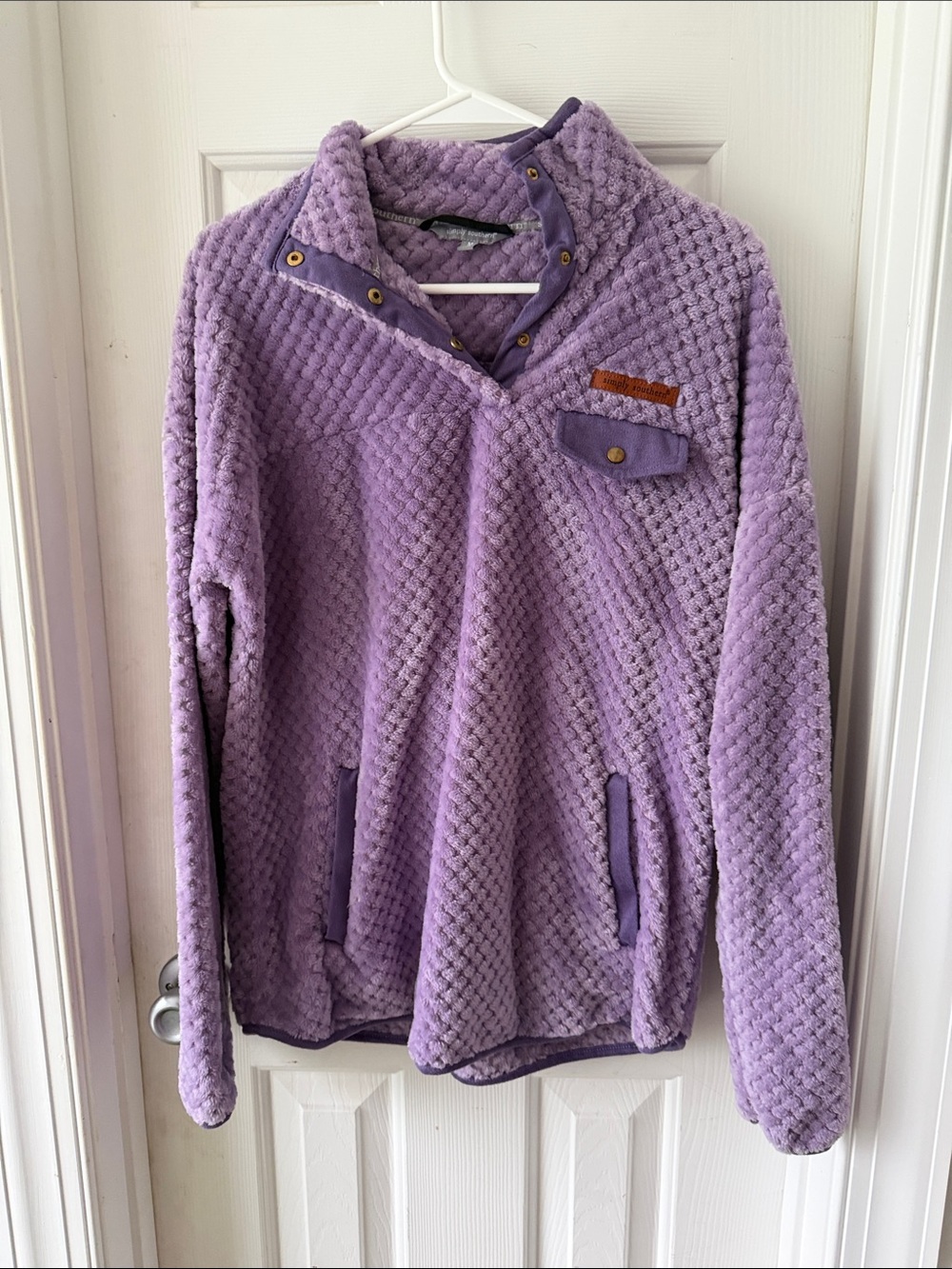 Simply Southern Lavender Textured Fleece Pullover Jacket